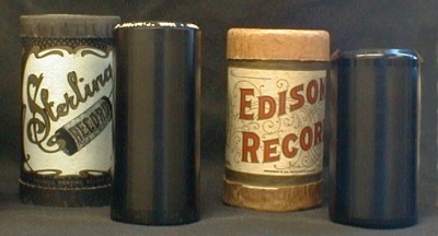 Comparing a Sterling with an Edison record.